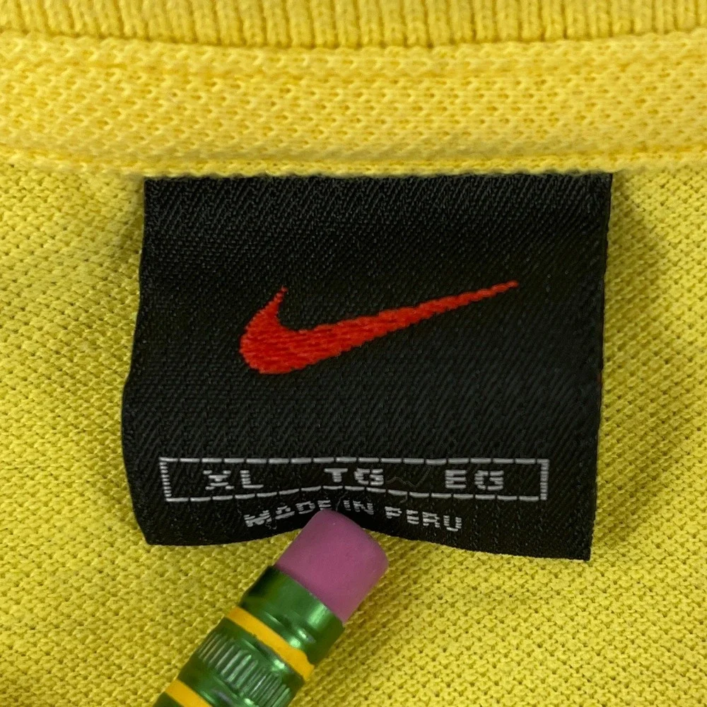 Nike Mens X-Large Yellow Polo Shirt Center‎ Swoosh